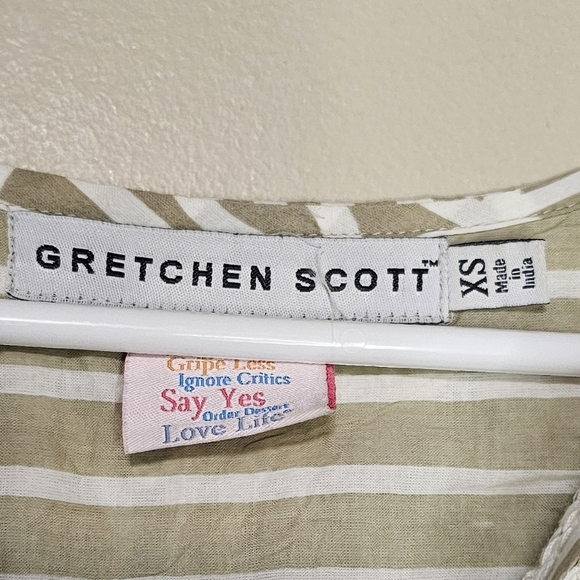 Gretchen Scott 3/4 Sleeve Tunic Top Embroidered Pullover Women's Size XS Tan - Picture 3 of 6